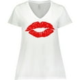 thumbnail image 3 of Inktastic Red Lips Women's Plus Size V-Neck T-Shirt, 3 of 5