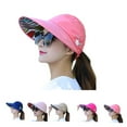 thumbnail image 3 of Chapeau d'Été pour Femmes avec Queue de Cheval, Fleurs de Perles, Large Bord, Décontracté, Extérieur, Pliable, Pare-Soleil, 3 of 10
