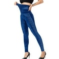 thumbnail image 4 of SELONE Butt Lifting Leggings High Waist Butt Lifting Casual Print Fashion Denim Utility Dressy Everyday Soft Capris Leggings for Women Capri Jeggings for Women Athletic Leggings for Women 8-Blue S, 4 of 9