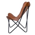 thumbnail image 2 of Rajeriya-Brown Home Living Room Chairs Leather Butterfly Chair Leather Accent Chair-Handmade with Powder Coated Folding Iron Frame, 2 of 7