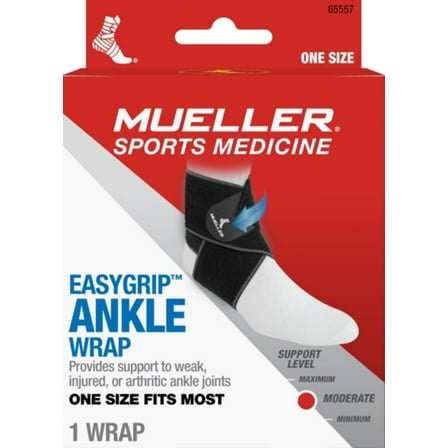 Mueller Easy Grip Ankle Support Wrap, Black, OSFM