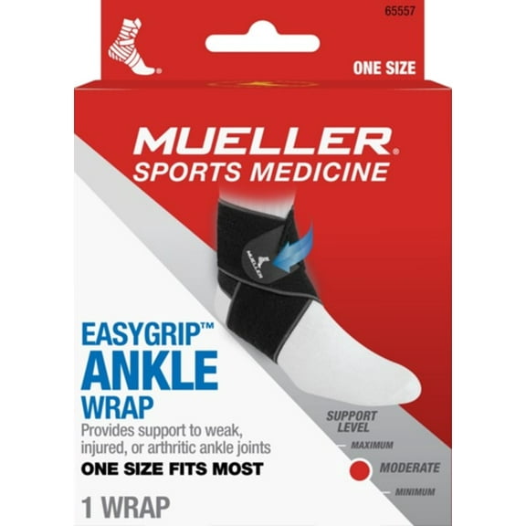 Mueller Easy Grip Ankle Support Wrap, Black, OSFM