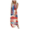 thumbnail image 1 of Inkach Women Casual Fashion Independence Day Sleeveless Printed Summer O-Neck Dress, 1 of 4