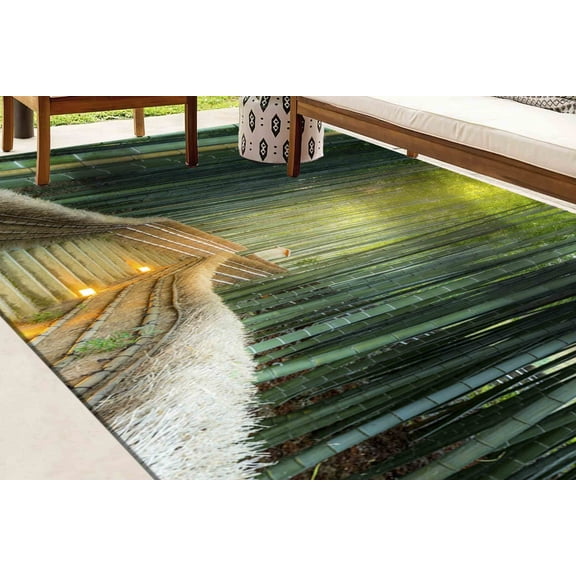 Landscape Rug, Bamboo Rug, Easy to Clean Rug, Cute Rug, Modern Rugs, Rugs, Green Landscape Rugs, Entry Rugs, Office Decor Rug, Home Decor, 2.3'x3.3' - 70x110 cm