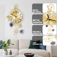 thumbnail image 3 of Elegant Metal Wall Clock with Pendulum and Gold and Gray Leaves, Modern Non-Walking Silent Metal Wall Clock, 3 of 8
