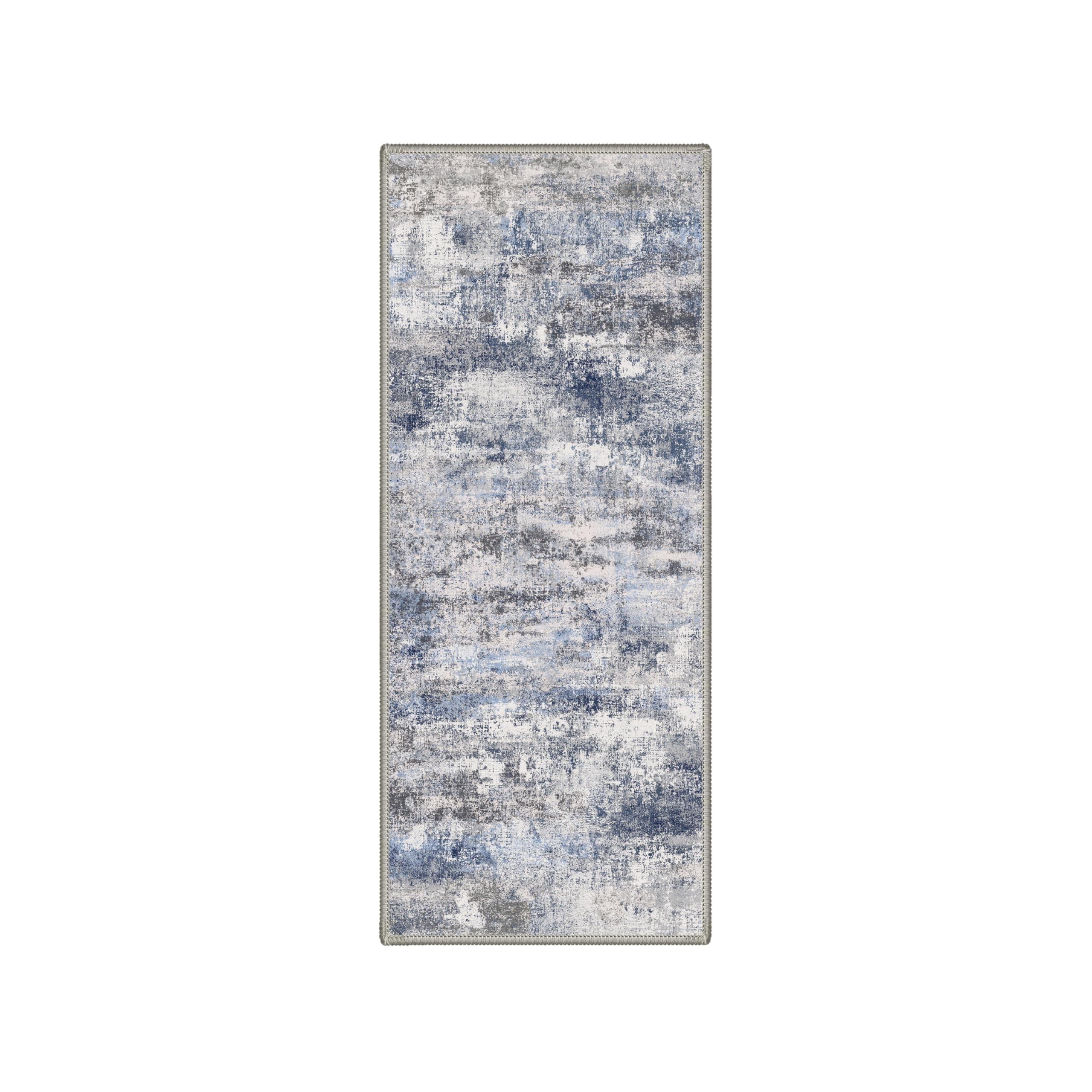 Runner Rug Non Slip 2x7  Washable For Hallways Kitchen Abstract Modern Rugs Low Pile Lightweight Carpet Runners Entryway Bedroom Laundry Haze Blue
