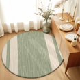 thumbnail image 3 of Sage Green Stripe Round Living Room Rugs 7 ft, Modern Geometric Classic Linear Slub Fabric Texture Washable Area Rug with Non-Slip Sturdy Edge Binding Round Carpet for Kitchen Office Bedroom, 3 of 9