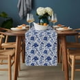 thumbnail image 2 of Blue Flower Table Runner - 108 Inch Long, Kitchen Dining Table Runner Dresser Scarves, Country Watercolor Floral Vintage Plant Farmhouse Decor for Coffee Tables Wedding Party Banquet, 2 of 8