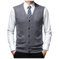 thumbnail image 1 of Men's Knit Sleeveless Vest for Casual Layering – Solid Color Cardigan-Style Vest for Everyday Wear, 1 of 7