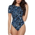 thumbnail image 1 of Saiise Grenouillère à Manches Courtes pour Femmes Motif Pieuvre Col Rond Pyjama Justaucorps Extensible avec Fermeture à Pression-Moyen, 1 of 7