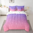 thumbnail image 2 of jejeloiu Pink Purple Sky 7-Piece Twin Bedding Sets,Galaxy Starry Night Bedding Comforter Set For Girl Teens Reversible, 2 of 8