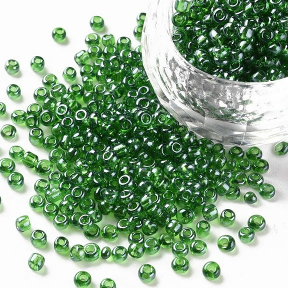 1 pound Glass Seed Beads Trans. Colours Lustered Round Dark Green 3mm Hole: 1mm 10000pcs/pound