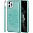 thumbnail image 5 of iPhone 11 Pro Wallet Case with RFID Blocking Card Holder,Premium PU Leather Double Magnetic Buttons Stand Flip Wrist Lanyard Strap Back Cover for iPhone 11 Pro 5.8 Inch,Green, 5 of 16