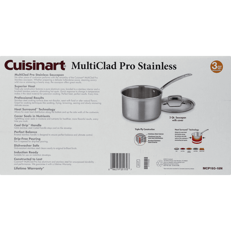 Cuisinart 3 Qt Saucepan W/Cover - Muliclad Pro - Cookware — Luxio