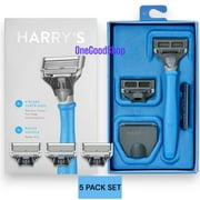 Harry's Men's 5-Blade Manual Razor Handle and 5 Razor Blade Refills, Surf Blue