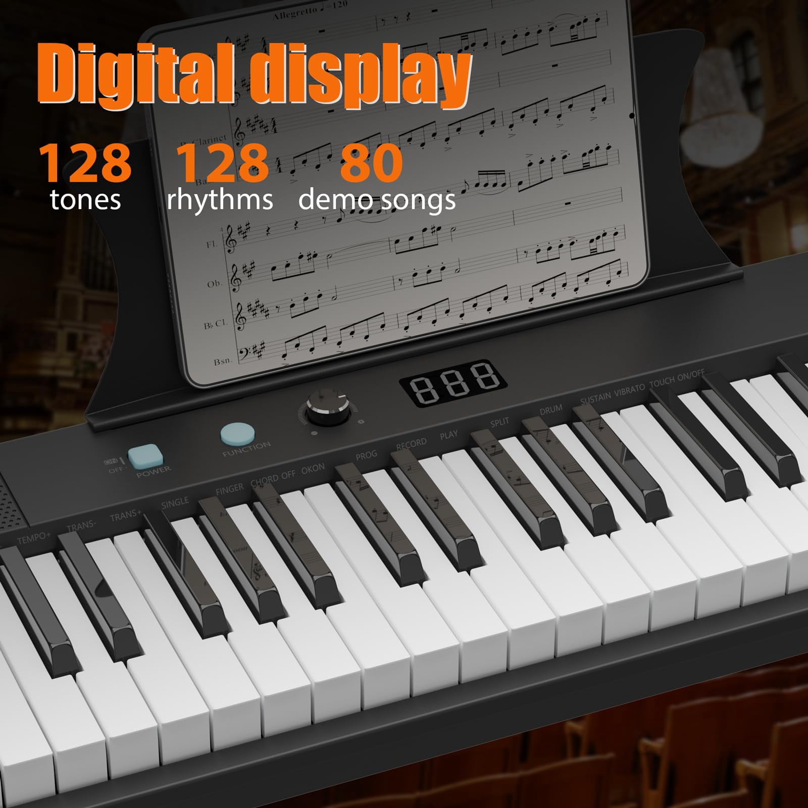 61-Key Piano Keyboard With Power Supply, Built In Speakers, Pedal,Protable Digital Music Keyboard Teaching For Beginners