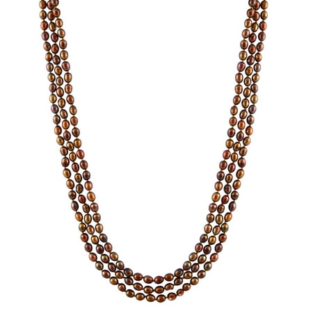 Natural Freshwater Chocolate Pearl Handpicked A Quality 5-6mm Chocolate Brown Freshwater Cultured Pearl Strand Endless 72