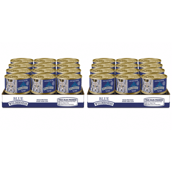 Blue Buffalo Wilderness Wet Cat Food Pate, High-Protein & Grain-Free Recipe, Chicken, 5.5 oz 24 cans (2 Pack)