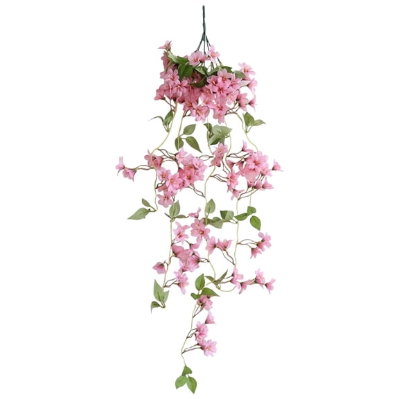 1 Pcs Artificial Hanging Flower, Artificial Fake Hanging Flowers Plants for Outdoor, Faux Silk Hibiscus Long Trailing Vines Realistic UV Resistant for Home Indoor Outside Front Porch Planter Patio