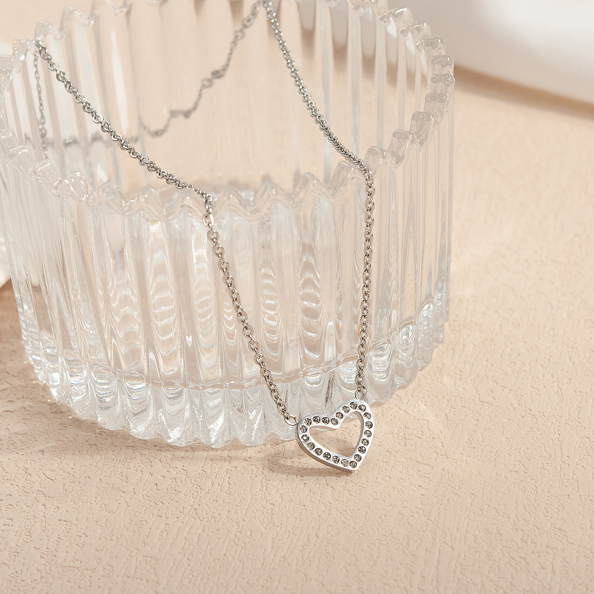 Anavia Happy 30st Birthday Gifts Stainless Steel Fashion Necklace Birthday Card Jewelry Gift for Her, Birthday Gift for Wife-[Silver Mini Crystal Heart, Bright Blue Gift Card]