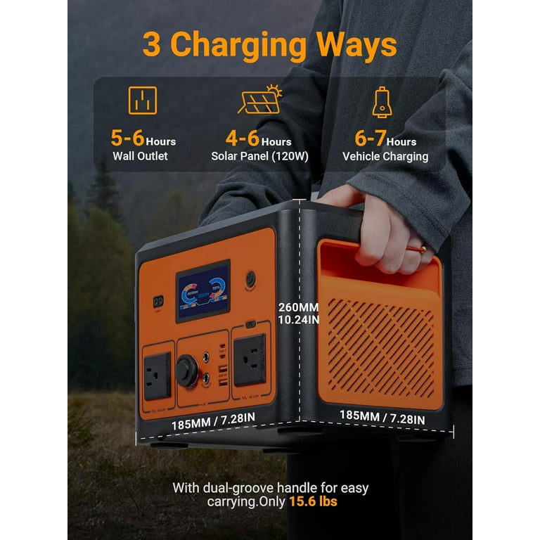 Tiexei D600 600W Power Station, Solar Backup, 550Wh LiFePO4