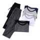thumbnail image 4 of Conjunto de pantalón y blusa de manga larga con patchwork para hombre y mujer, 4 of 5