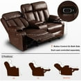 thumbnail image 5 of MCombo Faux Leather Power Loveseat Recliner with Heat and Massage for Living Room 6095 Dark Brown, 5 of 8