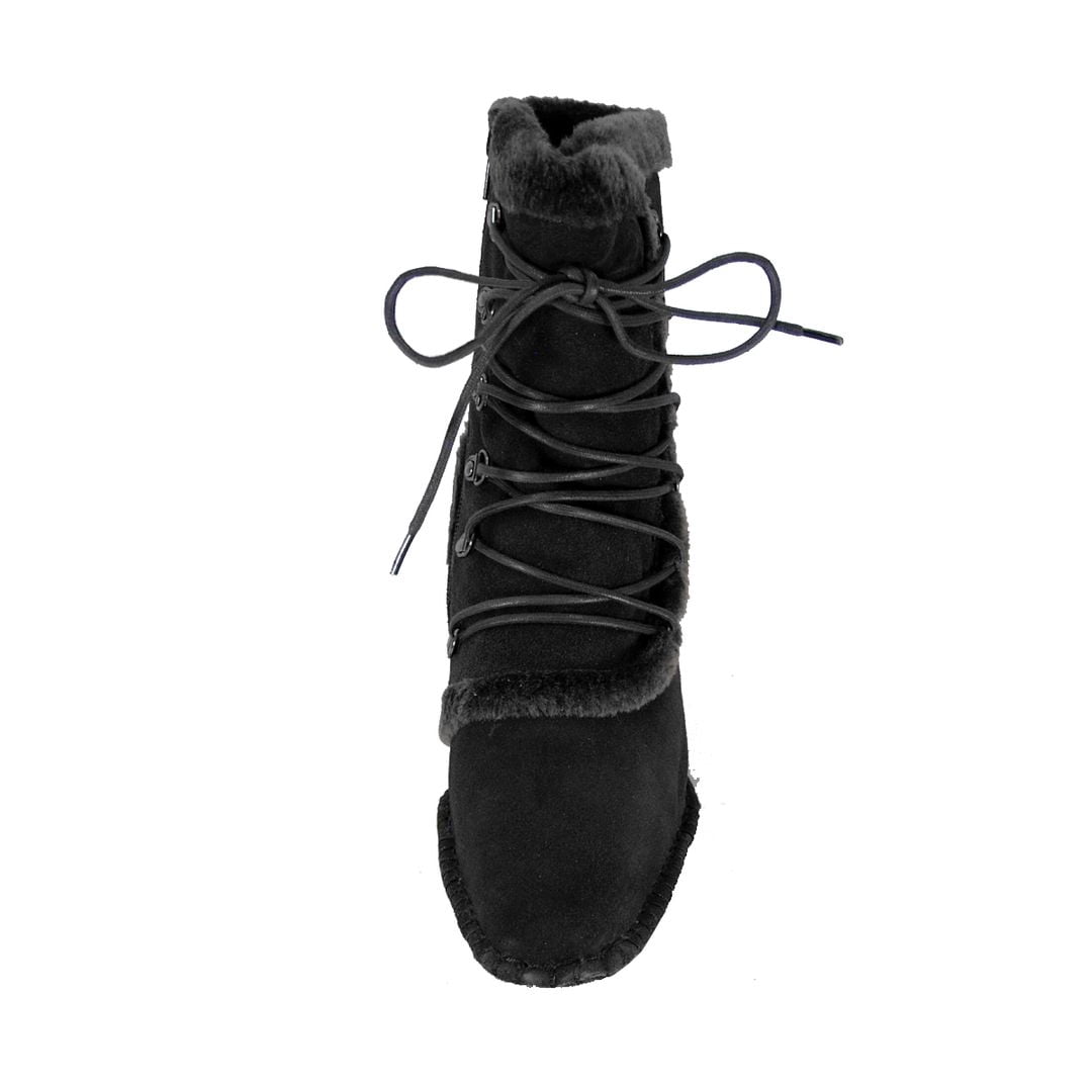 PEERAGE Viola Women Wide Width Fleece Lined Suede Dress Boots with Zipper BLACK 6