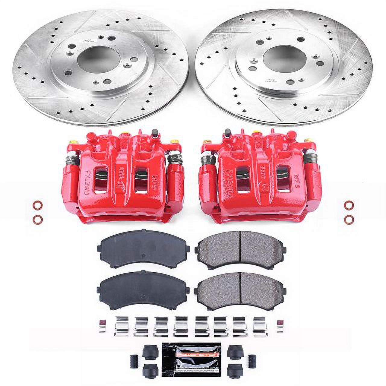 PowerStop Front Z23 Evolution Sport Brake Pad and Rotor Kit with Red Powder Coated Calipers Fits: MITSUBISHI Select Models KC5258