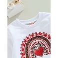 thumbnail image 5 of Suealasg Little Girls Valentine's Day Clothes 6M 1T 2T 3T 4T Kids Girls Long Sleeve Letter Print Sweatshirt  +Heart/Flower Flare Pants 2 Piece Toddler Girls Spring Valentine-themed Outfits, 5 of 9