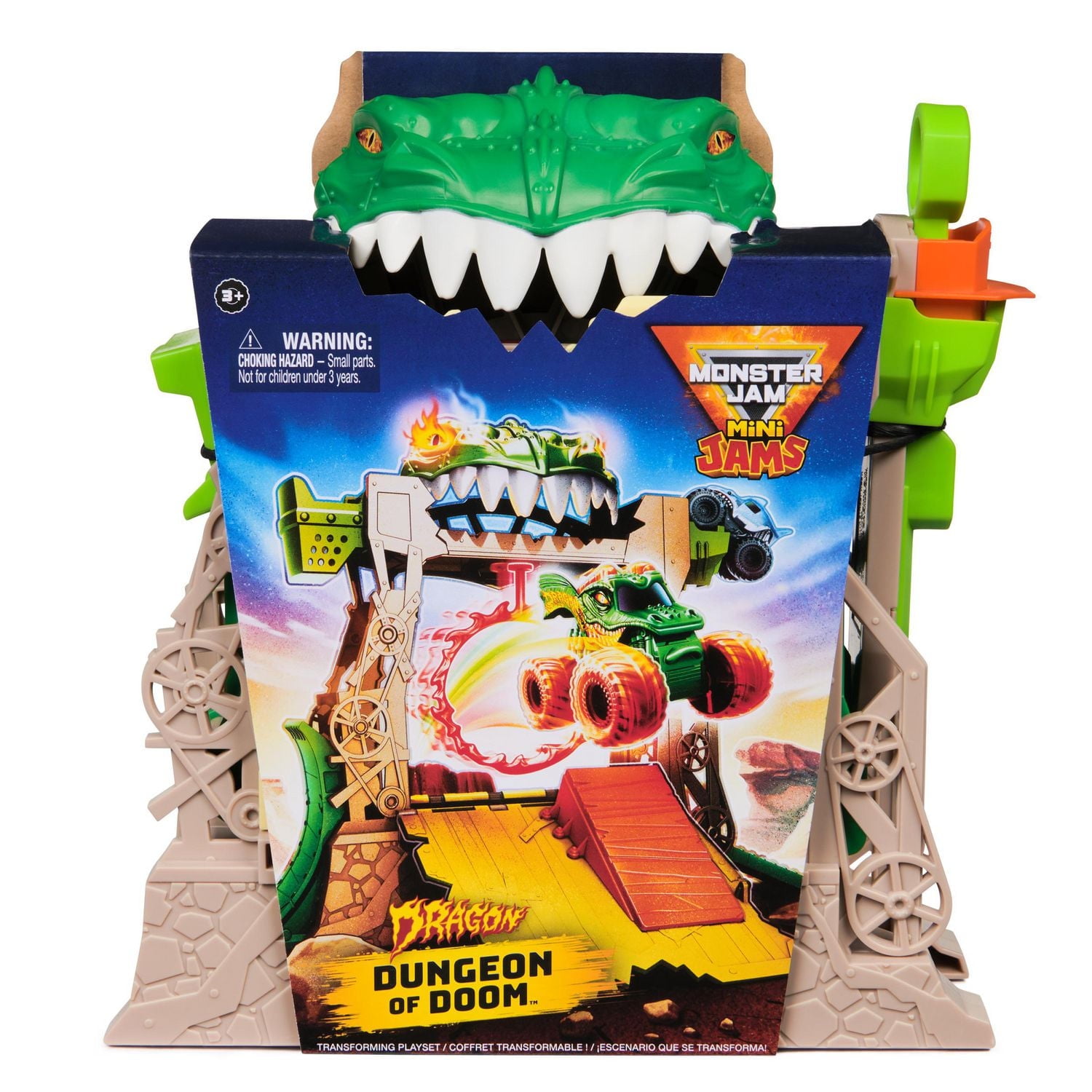 Monster Jam, Dragon Dungeon of Doom Playset, Mini Jams, Exclusive Die-Cast Dragon Monster Truck 1:87 Scale, Kids Toys for Boys Ages 3 and Up
