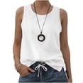 thumbnail image 6 of ClodeEU Women's Lightweight Crew Neck Sleeveless Linen Tank Top, Casual Loose Fit Summer Blouse White,Women's Plus XXL, 6 of 6