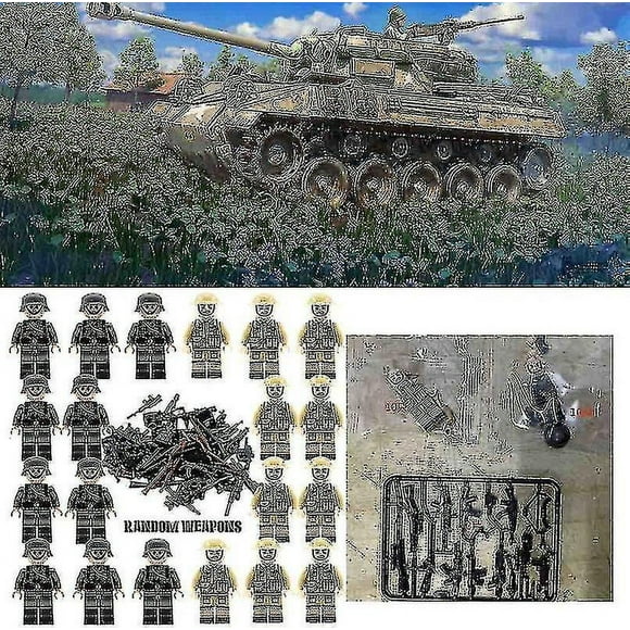 20pcs Soldiers + Weapons Mini Figures Ww2 Mitary Set,army Weapons