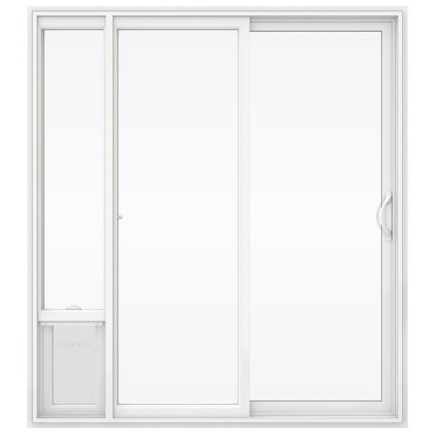 72 In X 80 White Right Hand Vinyl Patio Door With Low E Argon Glass And Large Pet Com Hand Vinyl Patio Door, Vinyl Sliding Pet Door