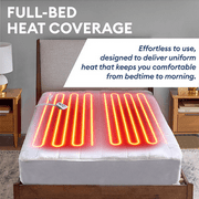 Therapedic Home Solutions Heated Mattress Pad – Plug-In Bed Warmer with Dual Controllers, 10 Heat Settings, Adjustable Timer, Machine Washable, ETL Certified Auto Shut-Off (Full Size)