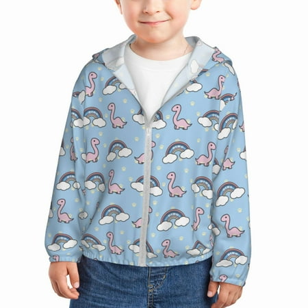 

Zeuib Rainbow Dinosaur Print Girls & Boys Sun Protection Hoodie with UPF 50+ Children’s Quick-Dry Jacket Perfect for Outdoor Activities-2 Years