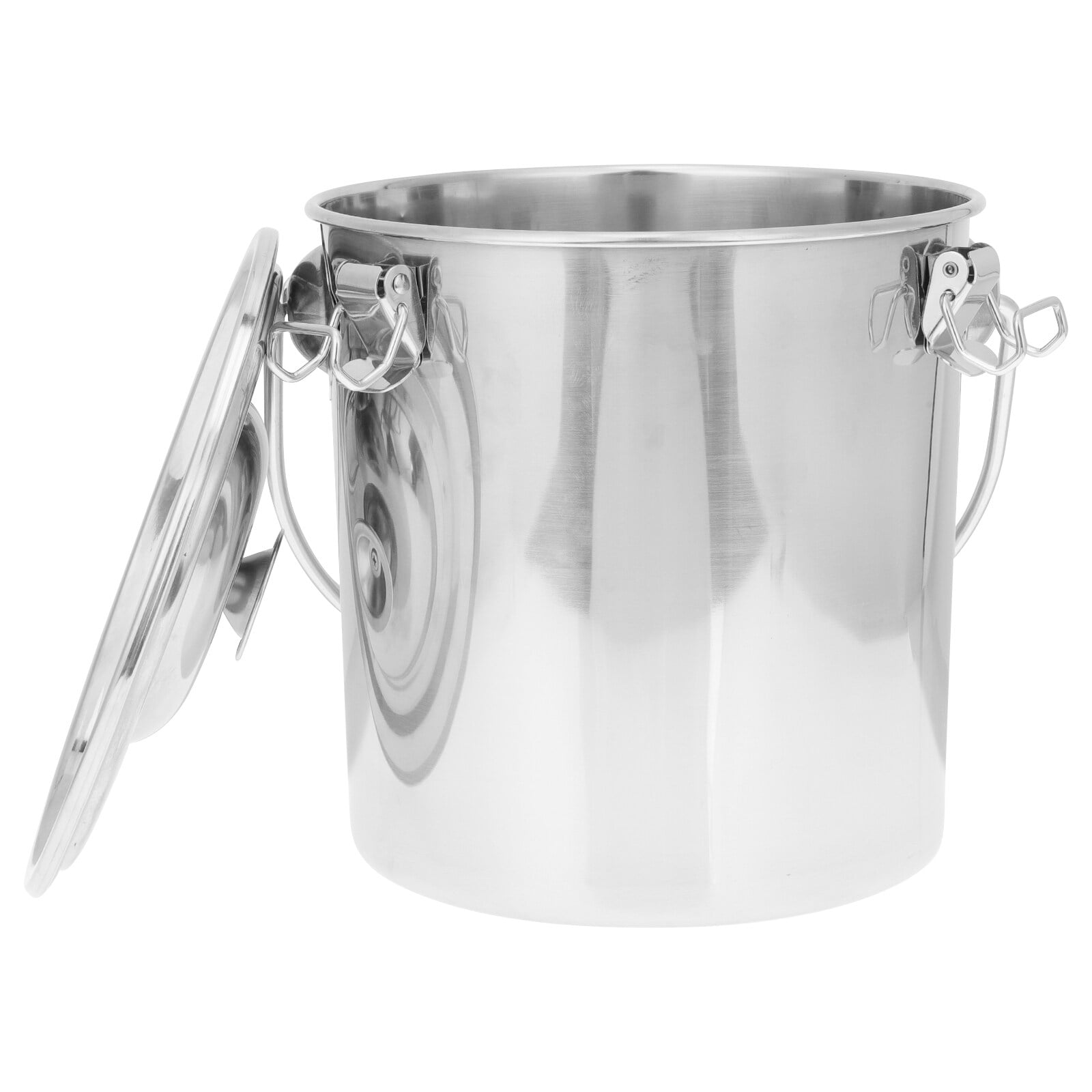 HONMEET Portable Airtight Stainless Steel Bucket  Round Silver Fire Extinguishing for Camping Kitchen