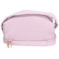 thumbnail image 1 of Organizador de viaje de piel sintética de doble capa con asas superiores, bolsa de maquillaje impermeable de gran capacidad, 1 of 8