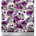 thumbnail image 1 of Soimoi Purple Poly Georgette Fabric Insect & Orchid Flower Printed Fabric 1 Yard 52 Inch Wide, 1 of 1
