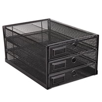 EXERZ Metal Desktop Office Storage Organizer - 3 Drawer Mesh Desk ...