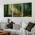 thumbnail image 2 of Nawypu Green Forest Canvas Wall Art Large Sunrise over Forest Painting Prints Green Spring Forest Nature Landscape Picture for Home Framed,3 Piece, 2 of 4
