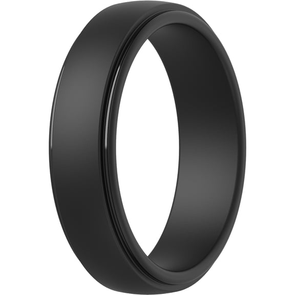 ThunderFit Silicone Rings for Men, Stepped Edge Rubber Wedding Bands