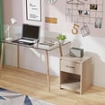 thumbnail image 4 of Gymax Table de Chevet 2 Pcs avec Tiroir Étagère de Rangement Table d'Appoint en Bois Chambre Naturel, 4 of 10