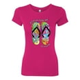 thumbnail image 2 of If I Can't Wear My Flip Flops I'm Not Going Colorful Sandals Streetwear Womens Slim Fit Junior Tee, Raspberry, 2XL, 2 of 3