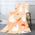 thumbnail image 2 of Amarainy Cute Bunny Carrot Mushroom Pattern Flannel Throw Blanket For Winter Gift Home Sofa Bed Decoration 50x60 inch, 2 of 5