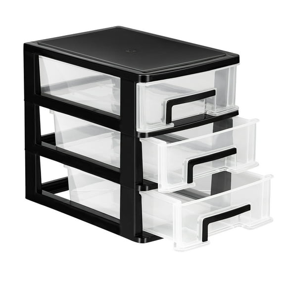 MasteelfCA Clear Desktop Drawer Three-layer Storage Cabinet Storage Organizer Rack