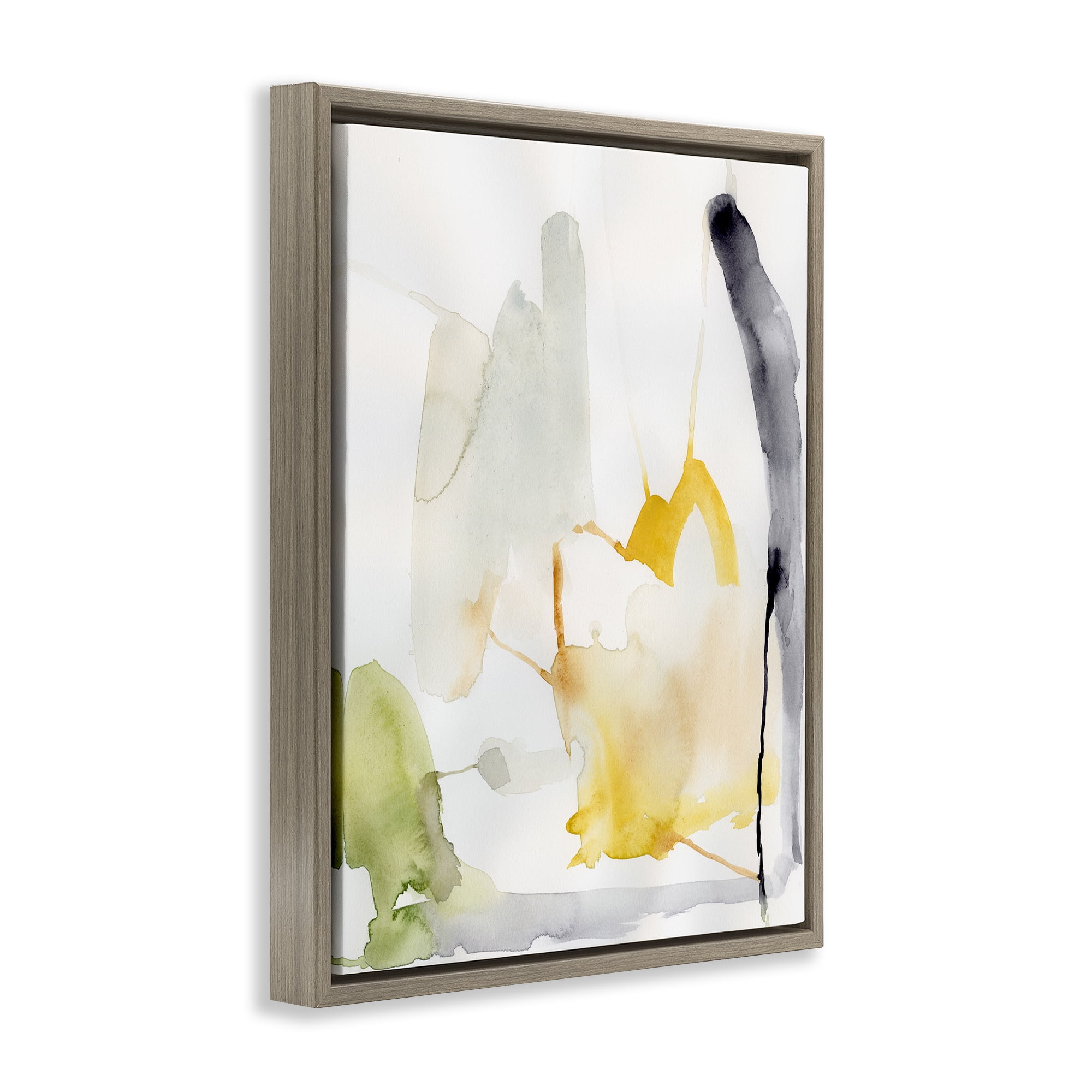 Stupell Industries Subtle Watercolor Splashes Abstract Painting Brown Floater Framed Canvas Art Print Wall Art, 25 x 31