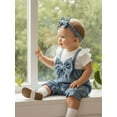 thumbnail image 4 of Newborn Baby Girl Summer Clothes Short Sleeve Bubble Romper Bow Shorts Jumpsuit Infant Outfit 1-18M, 4 of 9
