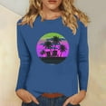 thumbnail image 2 of BangWanChi Long Sleeve Shirts for Women Women's Retro Fashion Classic Print Long Sleeved Round Neck Tops/shirt, 2 of 4