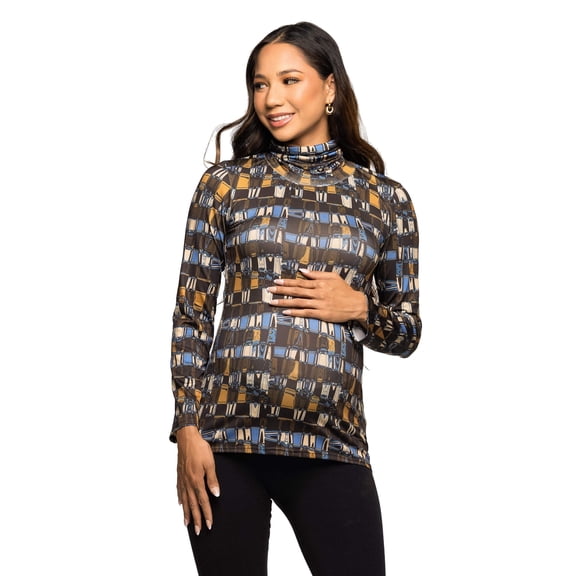 Maternity Geometric Long Sleeve Turtleneck Top